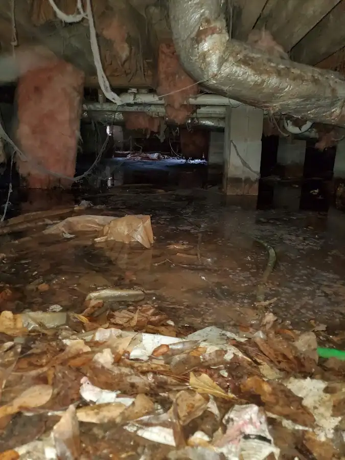 Crawl space flood assessment for Commercial Water Damage Restoration in Nuevo